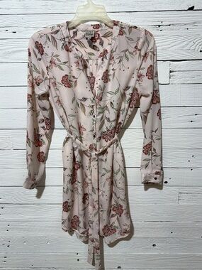 Como Vintage Pink Floral Button-Front Tunic